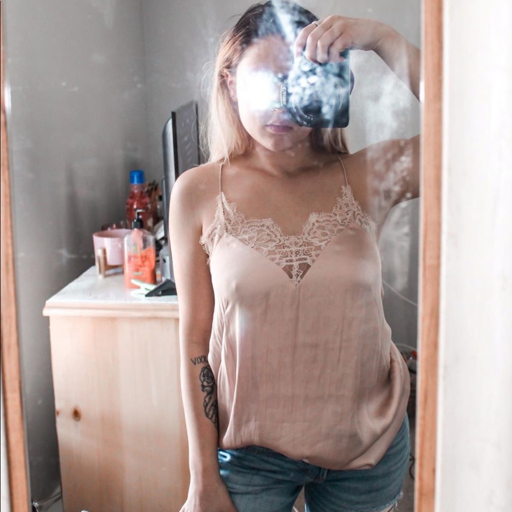 H&M Champagne Colored Silky Slip Top